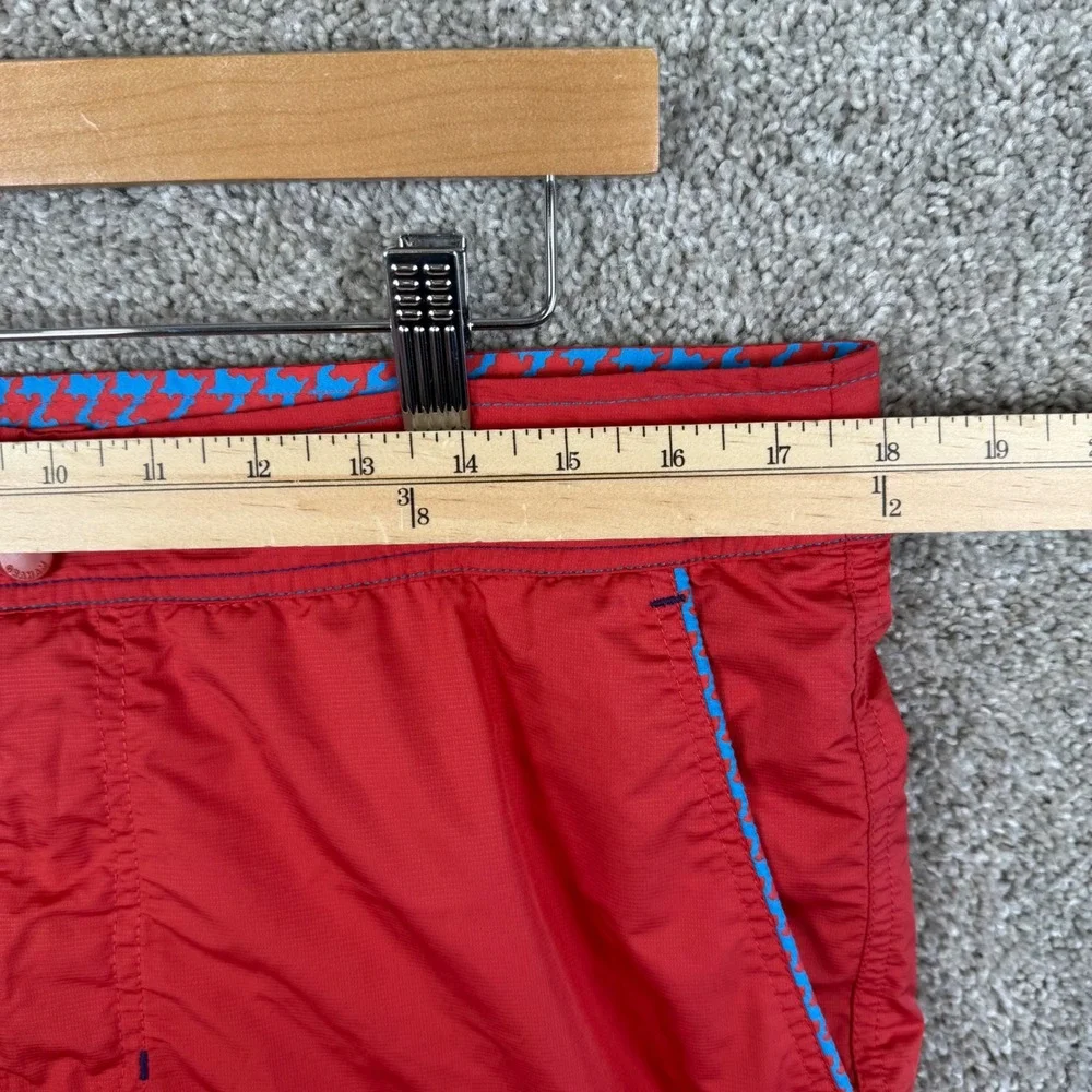 Robert Graham Mens Size 34 Red Houndstooth Trim Swim Trunks Board Shorts Classic